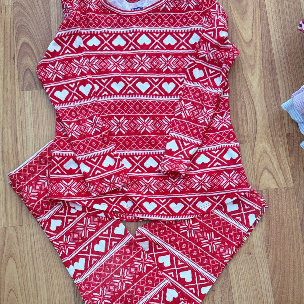 Old Navy Festive Red and White Kids Pajama Set